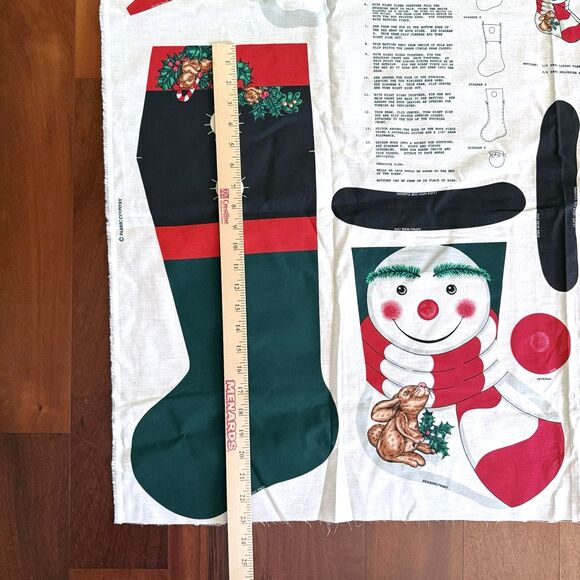 Candy Cane Christmas Stockings Fabric Panel Cut & Sew Santa Snowman Cotton Xmas - Picture 3 of 6